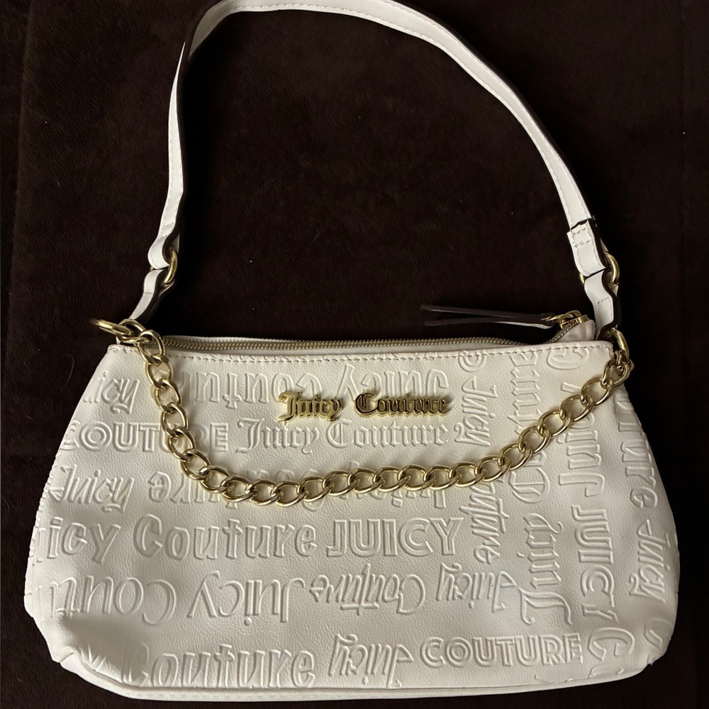 Juicy Couture white pochette bag with chain strap detail